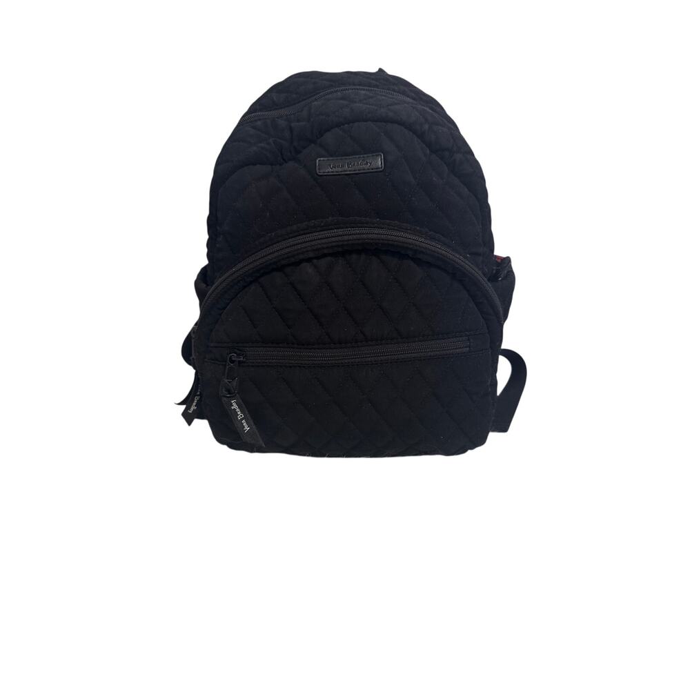 Vera Bradley Microfiber Small Backpack True Black Diamond Quilted School Travel - Picture 2 of 11